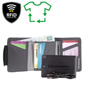 Peněženka Lifeventure RFiD Charger Wallet with power bank, Recycled, G