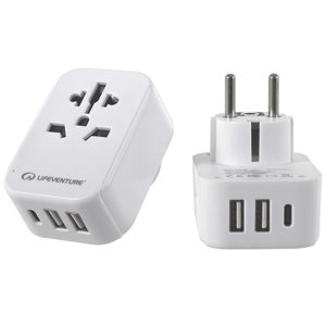 Adaptér Lifeventure World to Europe Travel Adaptor with USB (& USB C)