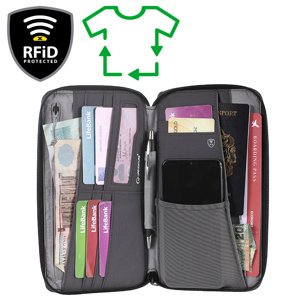 Peněženka Lifeventure RFID Travel Wallet, Recycled, Grey