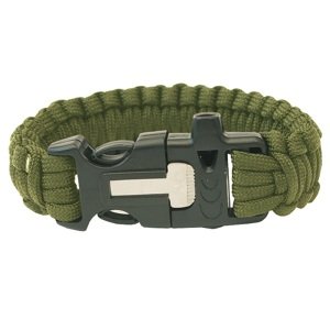 Náramek Highlander Paracord (píšťalka, křesadlo) olivový
