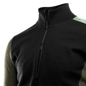 Pánské funkční triko Aclima WoolNet Mockneck Shirt Men Jet Black / Oli